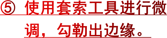 ⑤ 使用套索工具进行微   调，勾勒出边缘。